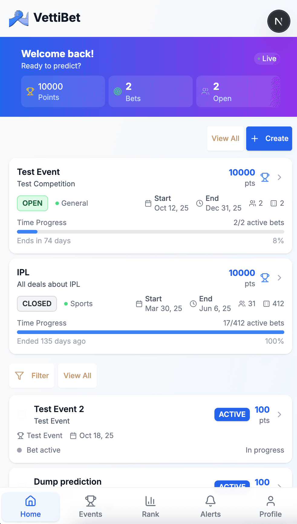 VettiBet Web App Demo